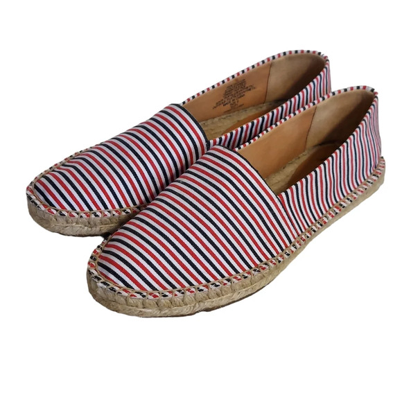 J. Crew Red White Blue Striped Canvas Jute‎ Rope Espadrilles Flats Patriotic - Picture 10 of 16